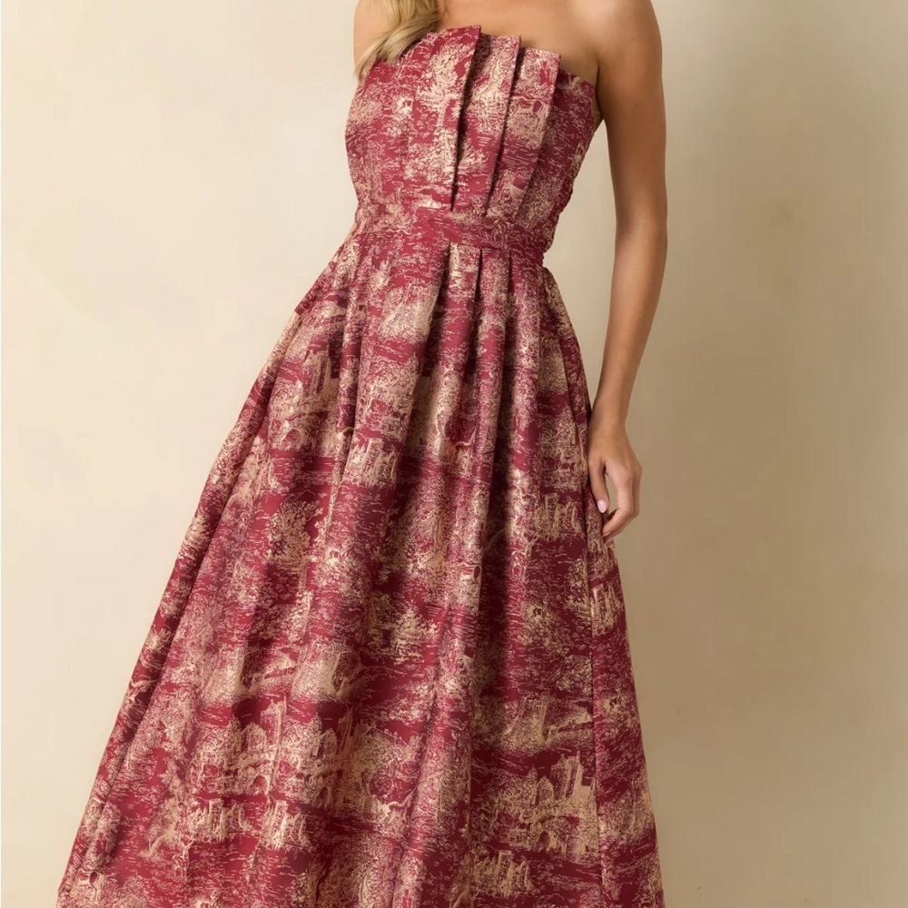 Holiday jacquard midi dress
